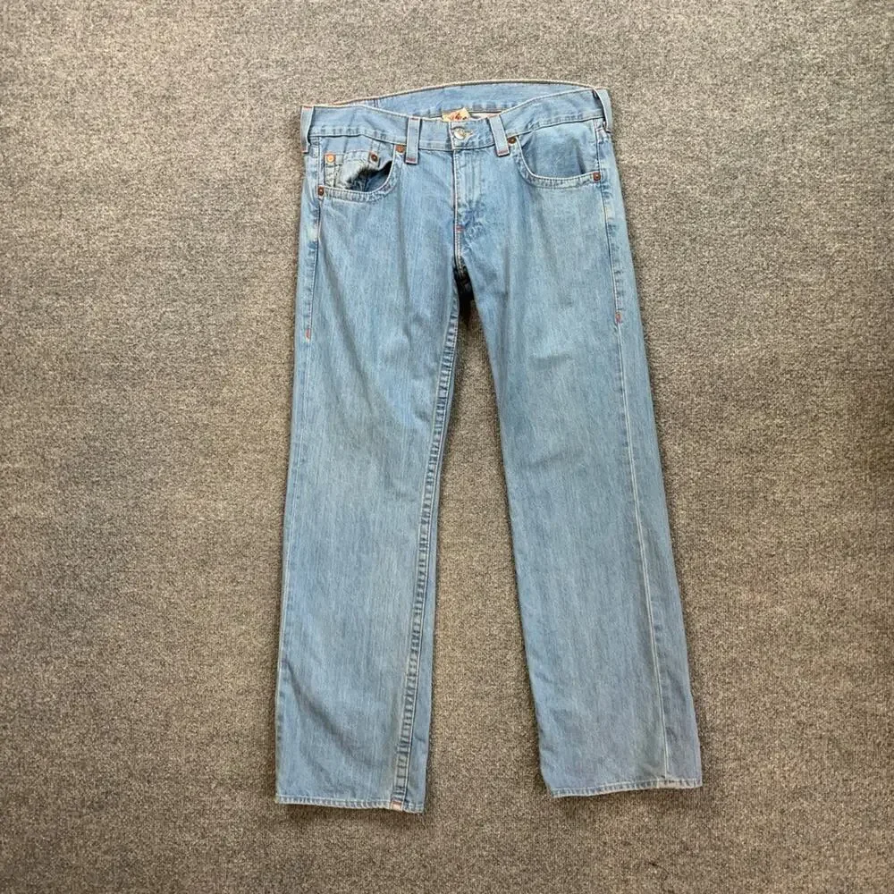 Vintage True Religion Jeans Mens 36 Blue Light‎ Wash Bobby Baggy Relaxed Loose